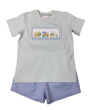 Whimsy Bay Construction Crew Smocked Short Set