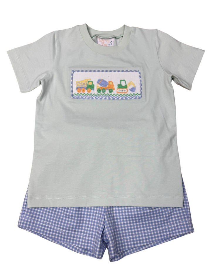 Whimsy Bay Construction Crew Smocked Short Set