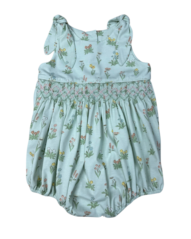Whimsy Bay Floral Smocked Tie Bubble
