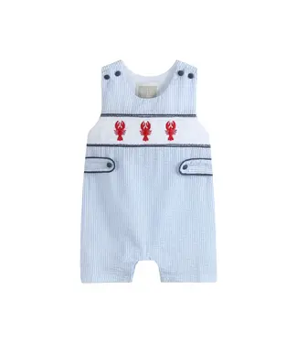 Lil Cactus Crawfish Smocked Stripe Shortall