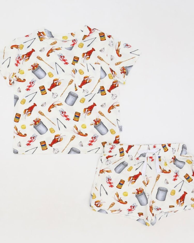 Southern Slumber Crawfish Boil Bamboo Varsity Short Set - T-shirt & Shorts