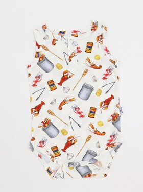 Southern Slumber Crawfish Boil Bamboo Henley Onesie
