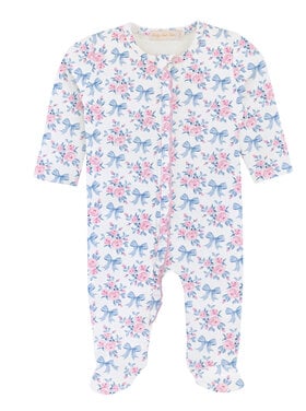 Baby Club Chic Blue Floral Bows Ruffle Footie