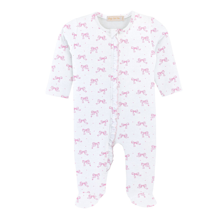 Baby Club Chic Pretty Bows Ruffle Zipper Footie
