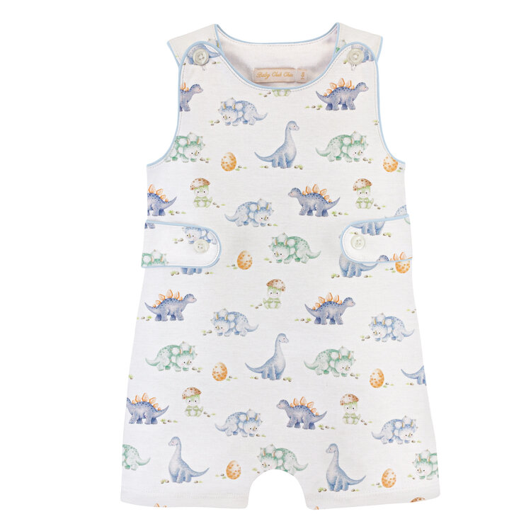 Baby Club Chic Dinos Button Romper