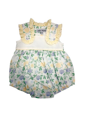 Sweet Dreams Yellow Floral Ruffle Shoulder Bubble