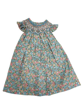 Sweet Dreams Amelia Teal Floral Smocked Dress