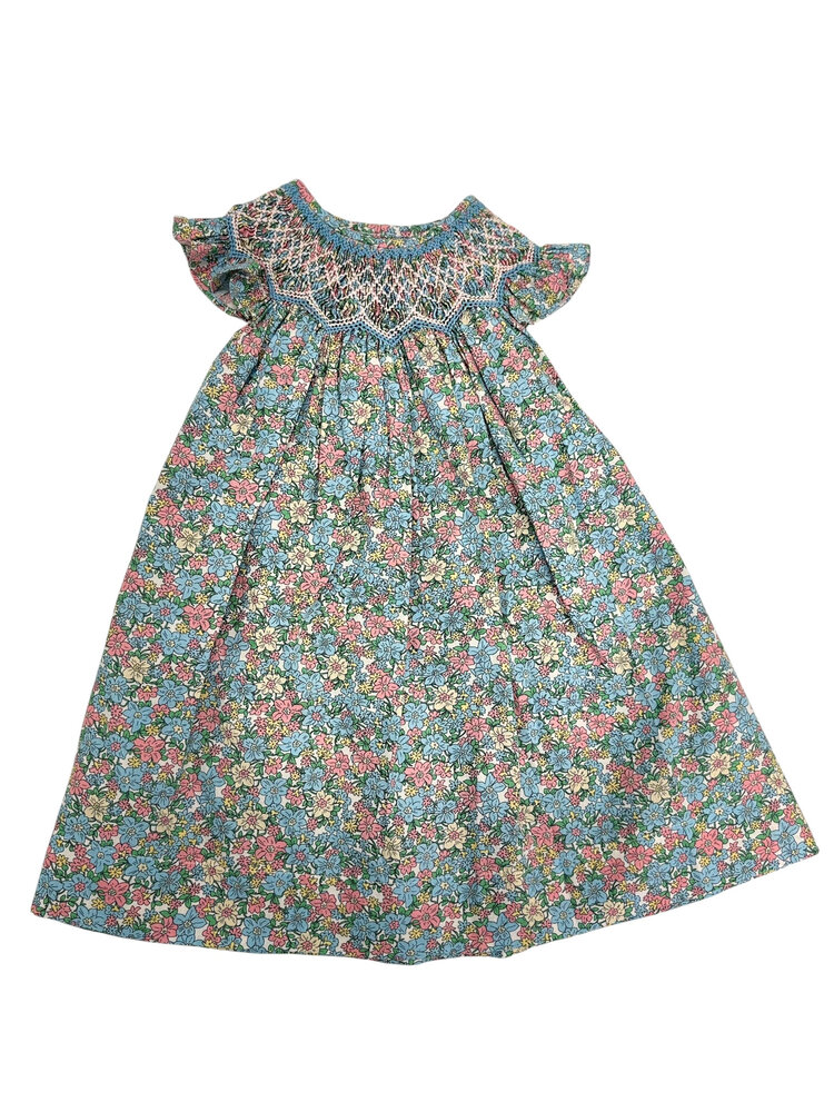 Sweet Dreams Amelia Teal Floral Smocked Dress