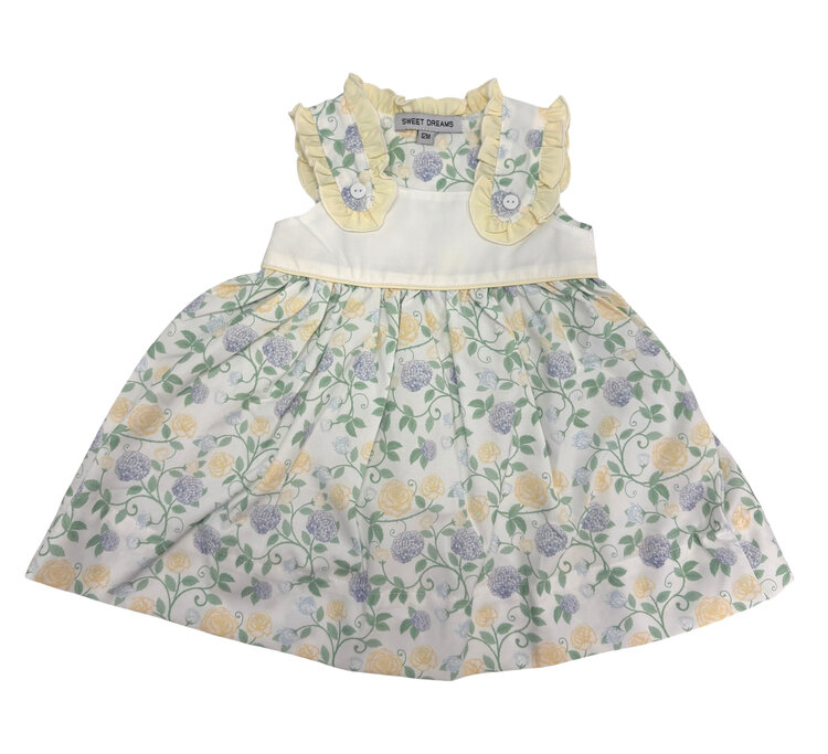 Sweet Dreams Yellow Ruffle Shoulder Floral Dress