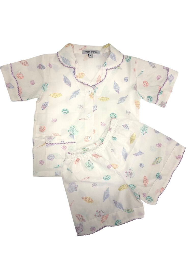 Sweet Dreams Seashell Print Girls Pajama Set