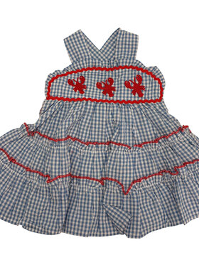 Lil Cactus Blue Gingham Crawfish Layered Sundress