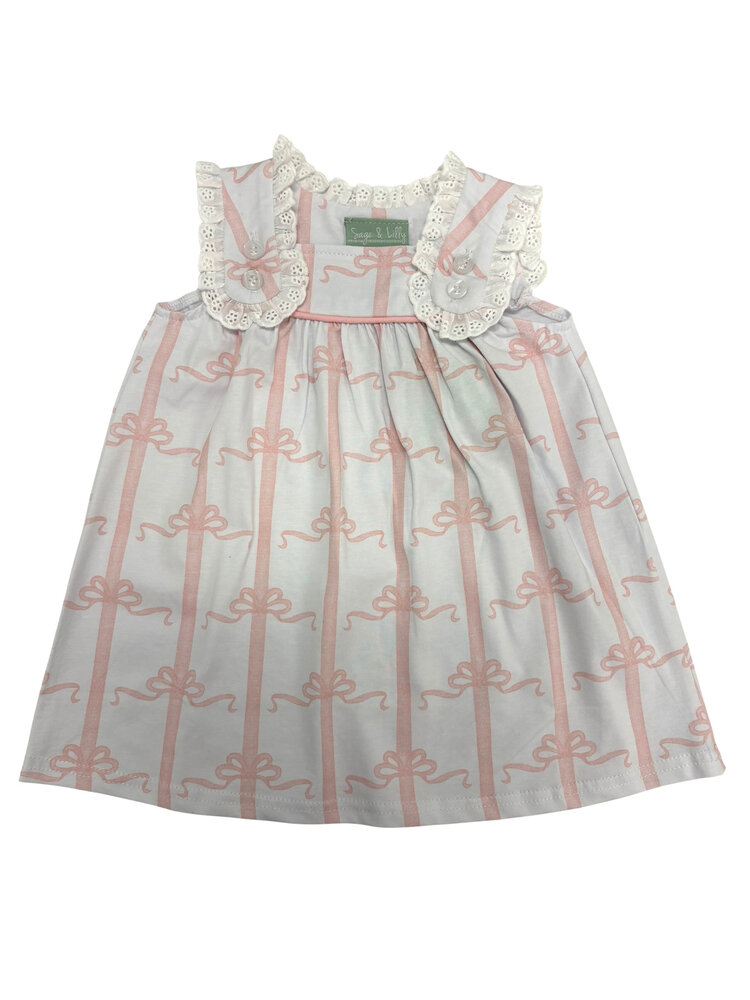 Sage & Lily Pink Bow Eyelet Dress