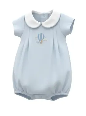 Baby Loren Blue Giraffe Hand Embroidered Bubble