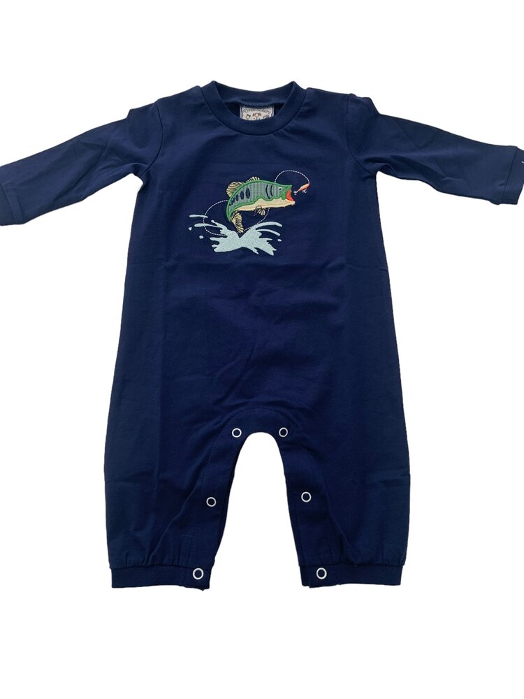 Three Sisters Bass Fish Applique Romper