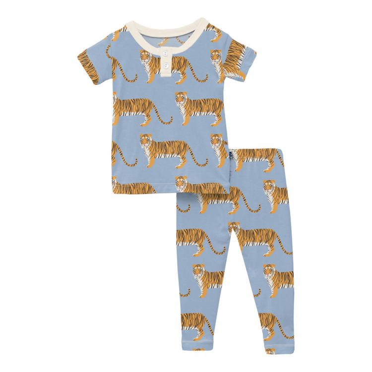 Kickee Pants Pond Tiger Short Sleeve Henley Pajama Set
