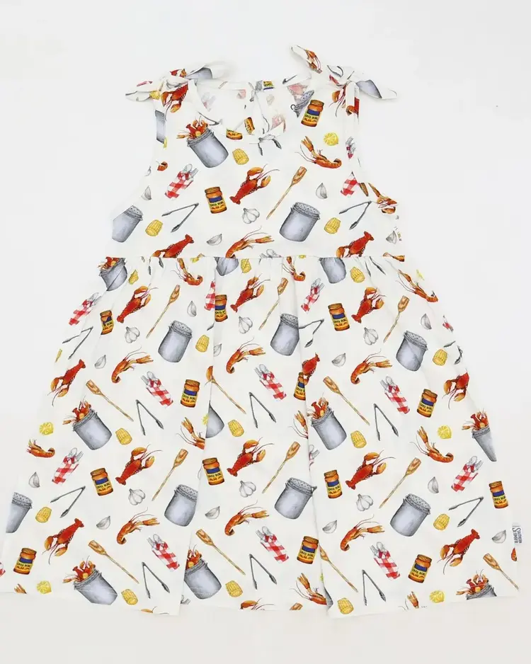 Southern Slumber Crawfish Boil Bamboo Shoulder Tie Dress
