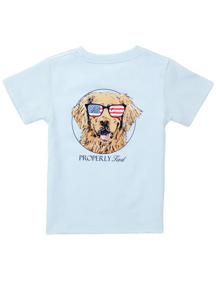 Properly Tied Patriot Dog SS Periwinkle Tee