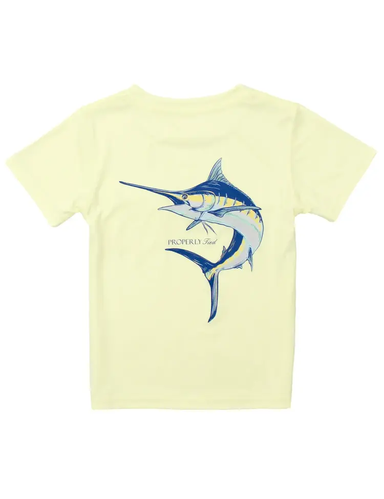 Properly Tied Blue Marlin SS Performance Tee Light Yellow