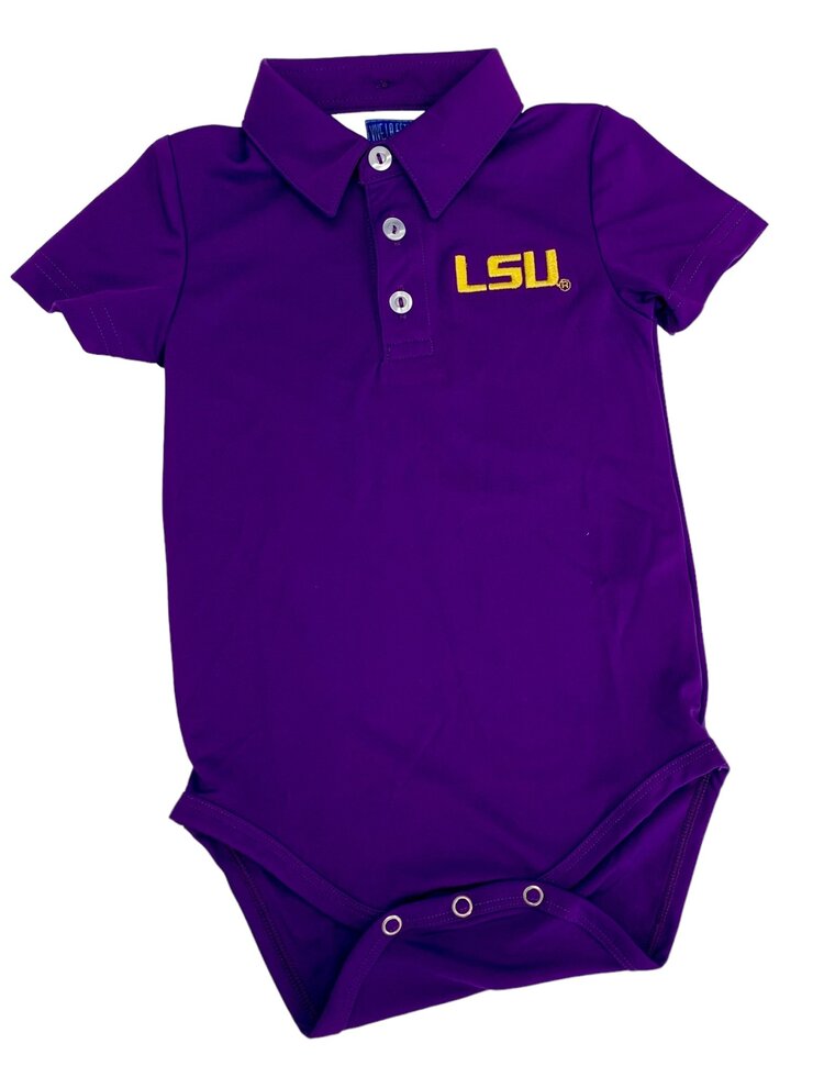 Vive Le Fete Solid Polo LSU Tigers Onesie