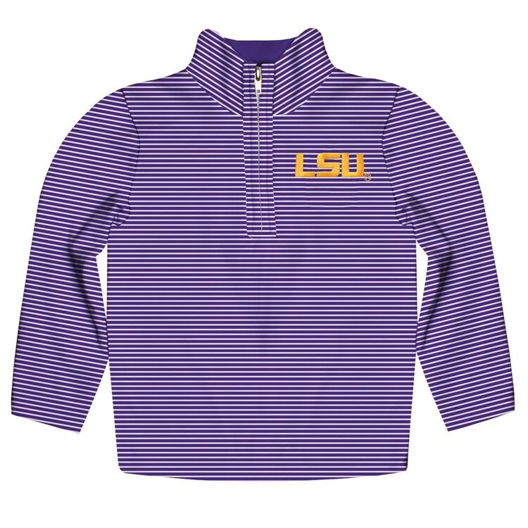 Vive Le Fete LSU Tigers Stripe Quarter Zip Pullover
