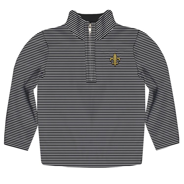 Vive Le Fete Fleur de Lis Striped Quarter Zip Pullover
