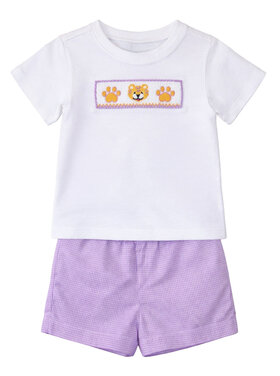 Krewe Tiger Gingham Smocked Short Set