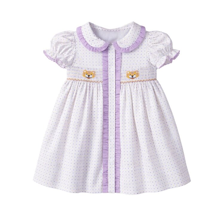 Krewe Tiger Dot Smocked Dress