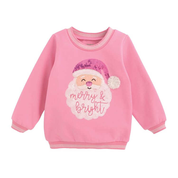 MudPie Pink Santa Sequin Sweatshirt
