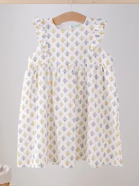 Nola Tawk Black & Gold Fleur de lis Muslin Dress