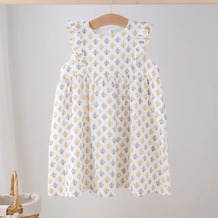 Nola Tawk Black & Gold Fleur de lis Muslin Dress