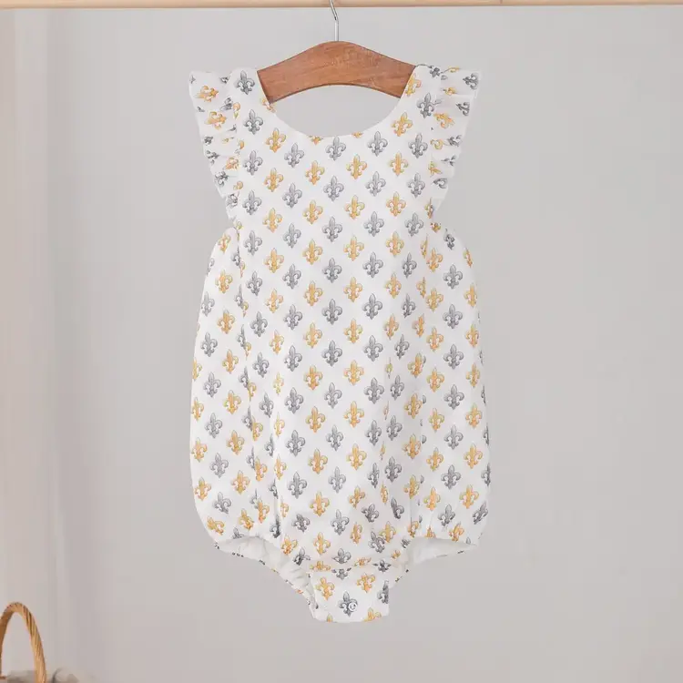 Nola Tawk Black & Gold Fleur de lis Muslin Bubble