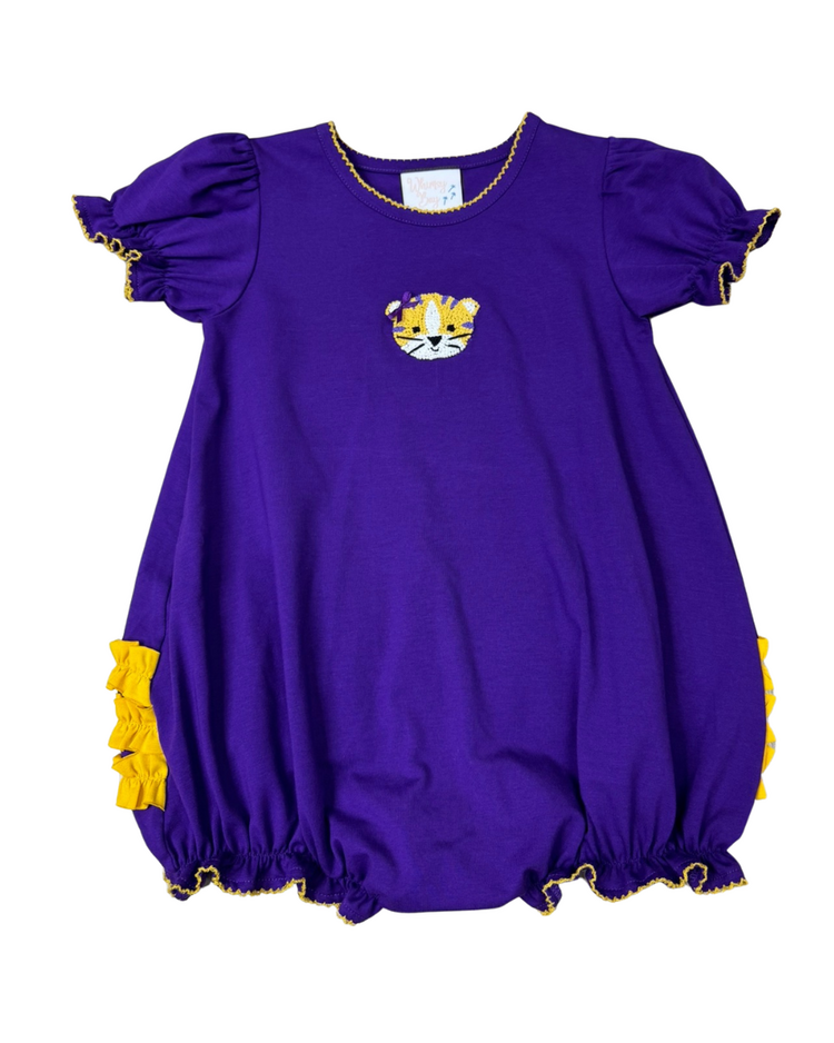 Whimsy Bay Purple & Gold Tiger Ruffle Bubble