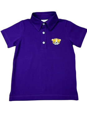 Whimsy Bay Purple & Gold Tiger Polo Shirt