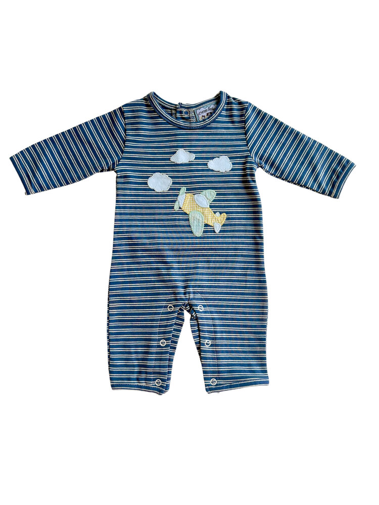 Three Sisters Airplane Applique Boys Romper