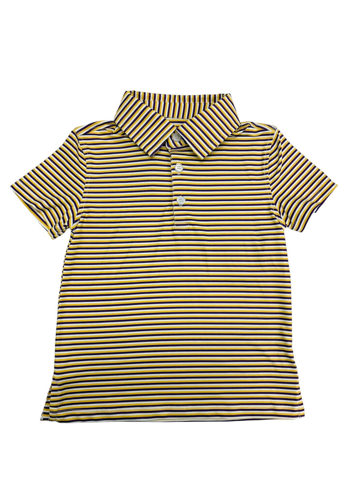 Meripex Purple/Gold Stripe Performance Collared Shirt