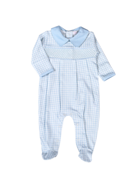 Baby Loren Blue Hand Smocked Footie