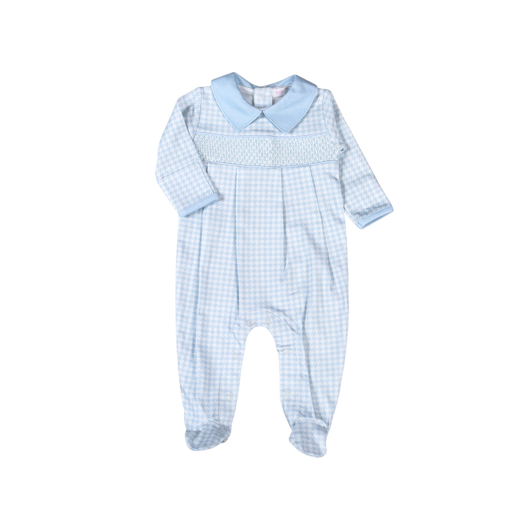 Baby Loren Blue Hand Smocked Footie