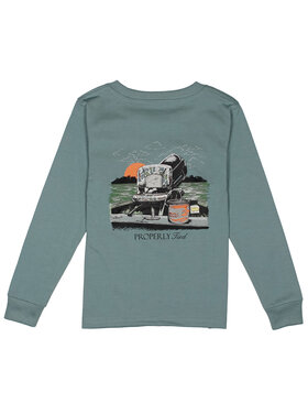 Properly Tied Gone Fishin' LS Tee - Steel Blue