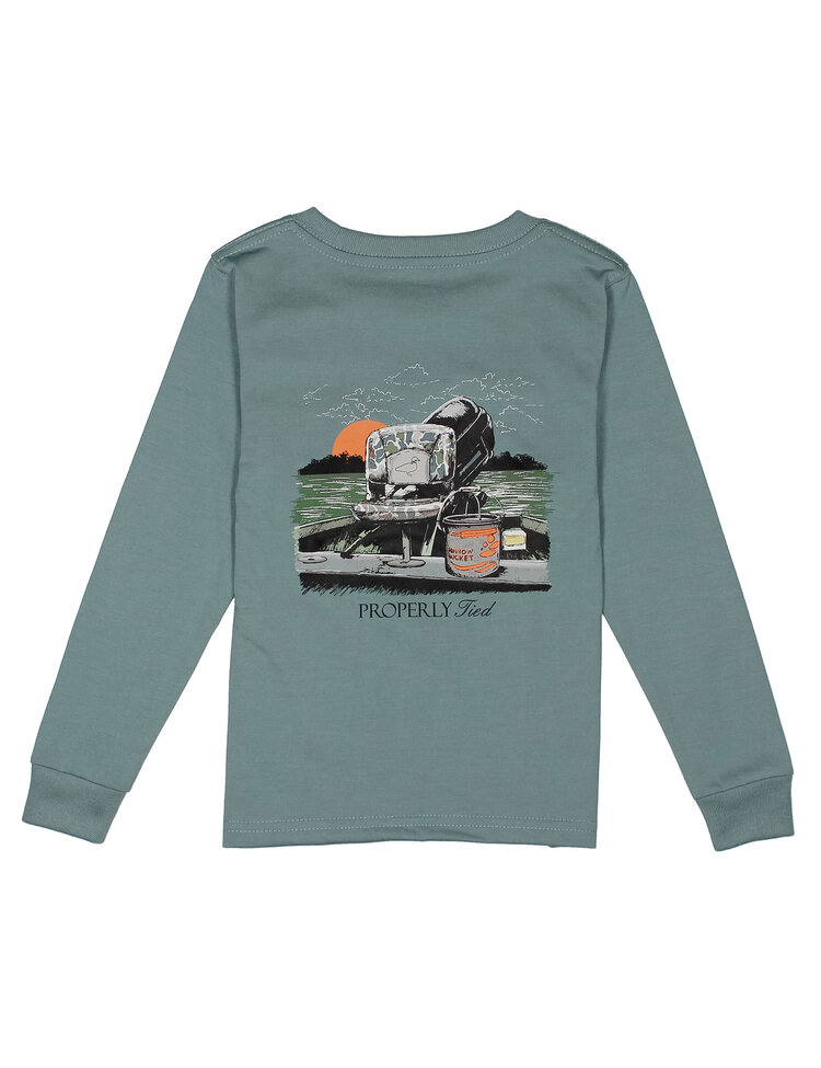 Properly Tied Gone Fishin' LS Tee - Steel Blue