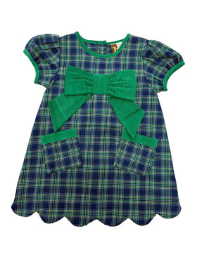 Banana Split Amelia Bow Dress, Green & Navy