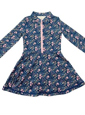 Swoon Baby Navy Ditsy Floral LS Tennis Dress