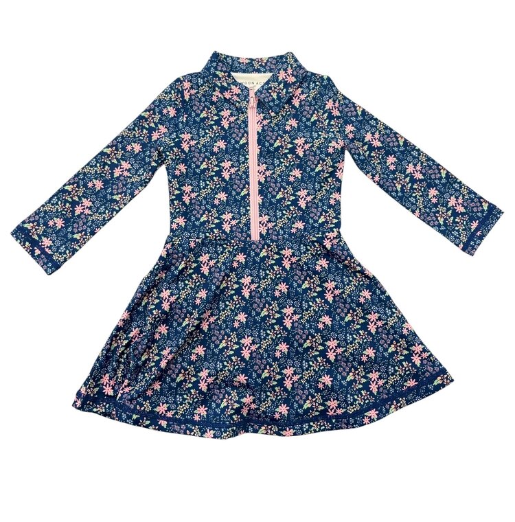 Swoon Baby Navy Ditsy Floral LS Tennis Dress