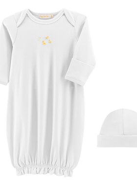 Baby Club Chic Three Little Ducks Embroidered Gown & Hat Set