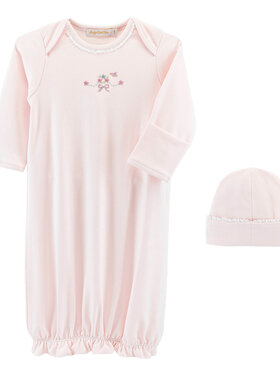 Baby Club Chic Sweet Bows Embroidered Gown & Hat Set