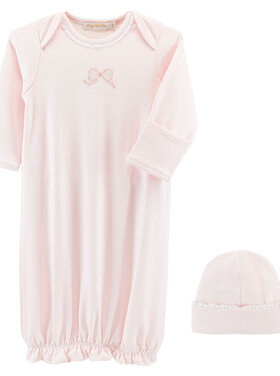 Baby Club Chic Pretty Bows Embroidered Gown & Hat Set