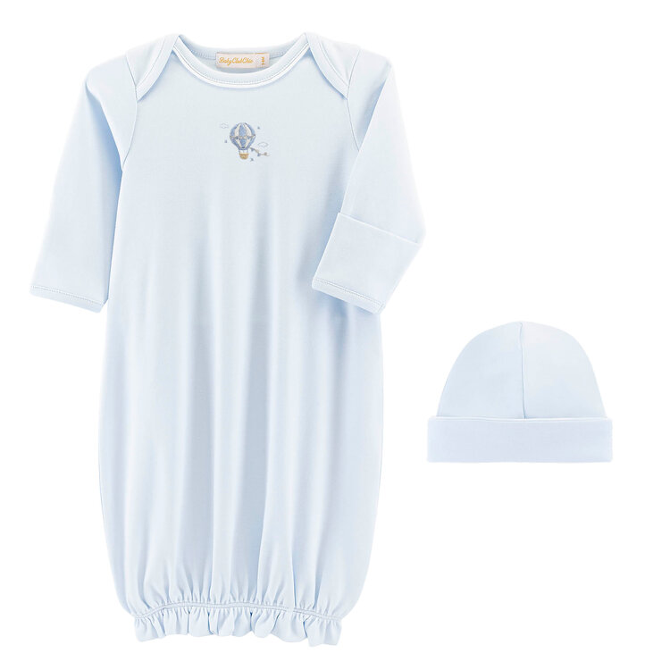 Baby Club Chic Let's Fly Together Embroidered Gown & Hat Set