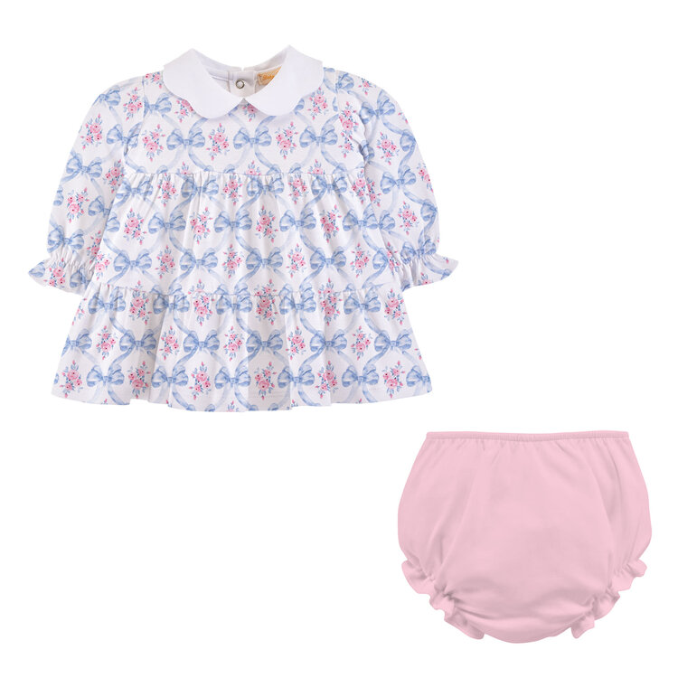 Baby Club Chic Bows and Blooms Dress w/Scallop Collar