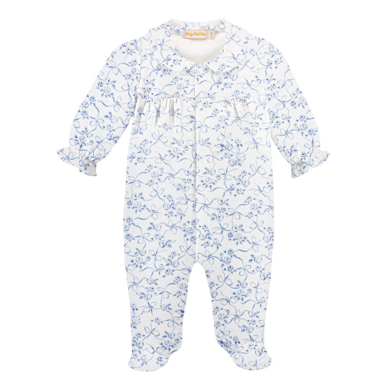 Baby Club Chic Blue Romantic Toile Footie w/Collar