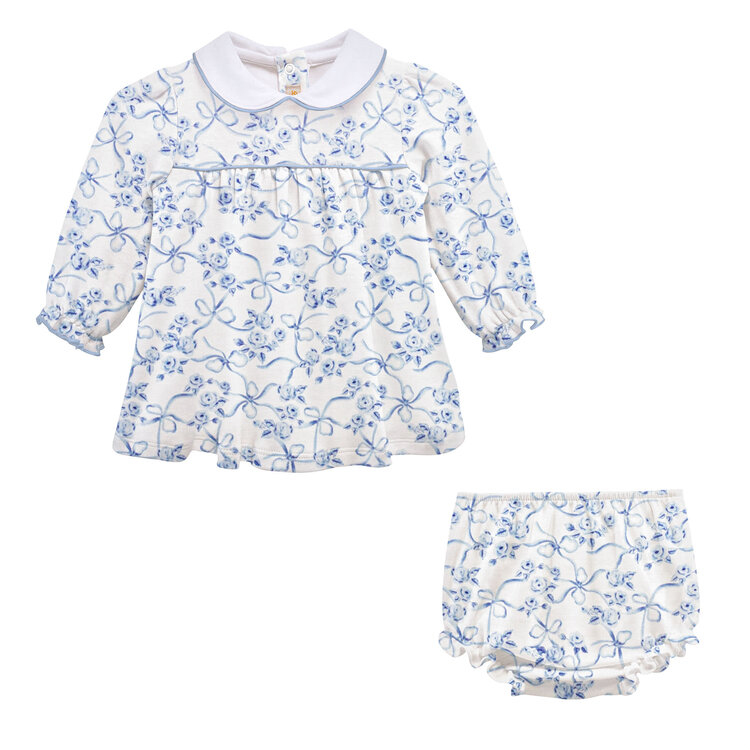 Baby Club Chic Blue Romantic Toile Dress w/Collar