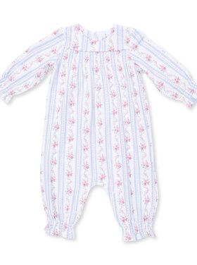 Angel Dear Anna Floral Stripe Smocked LS Romper